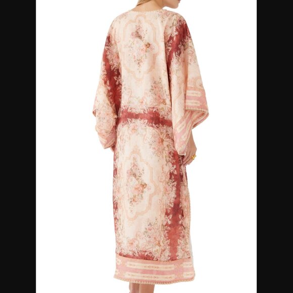 Zimmermann Laurel Kaftan Midi Dress in Light Pink Size Large - Picture 2 of 5